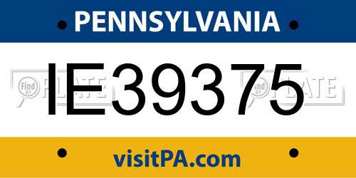 IE39375 Pennsylvania License Plate