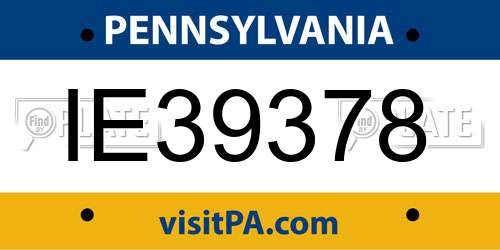 IE39378 Pennsylvania License Plate