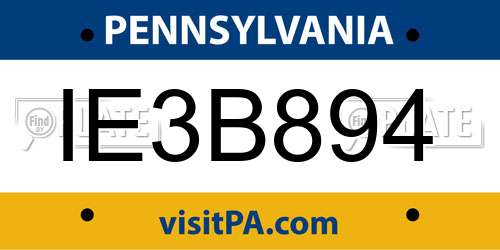 IE3B894 Pennsylvania License Plate