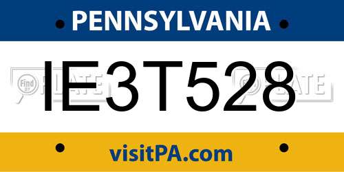 IE3T528 Pennsylvania License Plate