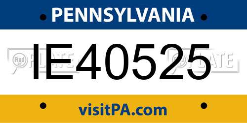 IE40525 Pennsylvania License Plate
