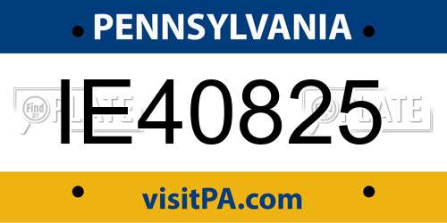 IE40825 Pennsylvania License Plate