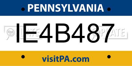 IE4B487 Pennsylvania License Plate