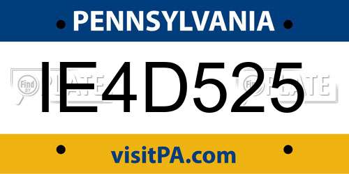 IE4D525 Pennsylvania License Plate