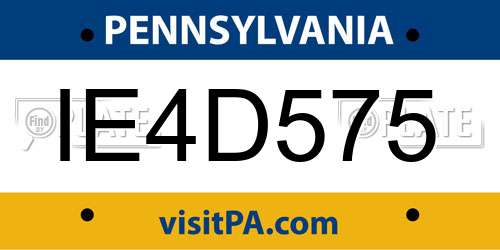 IE4D575 Pennsylvania License Plate