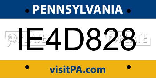 IE4D828 Pennsylvania License Plate