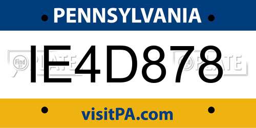 IE4D878 Pennsylvania License Plate