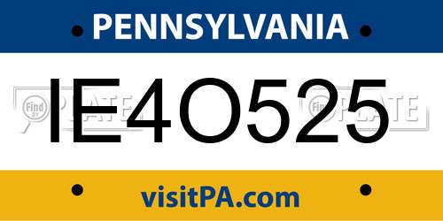 IE4O525 Pennsylvania License Plate