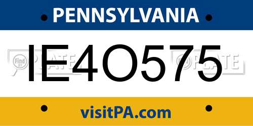 IE4O575 Pennsylvania License Plate