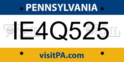 IE4Q525 Pennsylvania License Plate