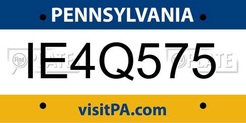 IE4Q575 Pennsylvania License Plate