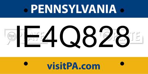 IE4Q828 Pennsylvania License Plate