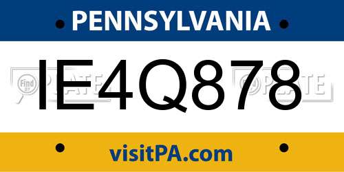 IE4Q878 Pennsylvania License Plate