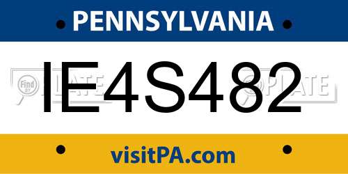 IE4S482 Pennsylvania License Plate