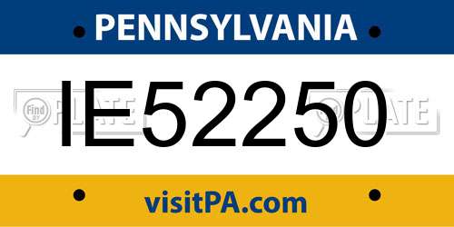 IE52250 Pennsylvania License Plate