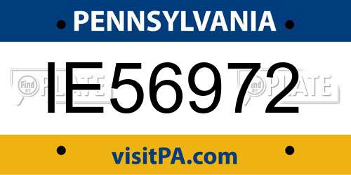 IE56972 Pennsylvania License Plate