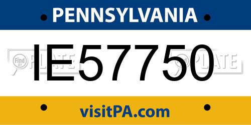 IE57750 Pennsylvania License Plate