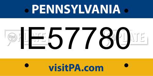 IE57780 Pennsylvania License Plate
