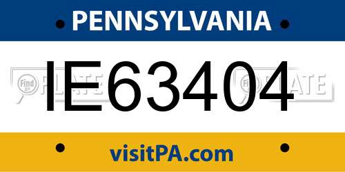 IE63404 Pennsylvania License Plate