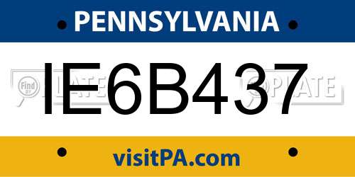 IE6B437 Pennsylvania License Plate