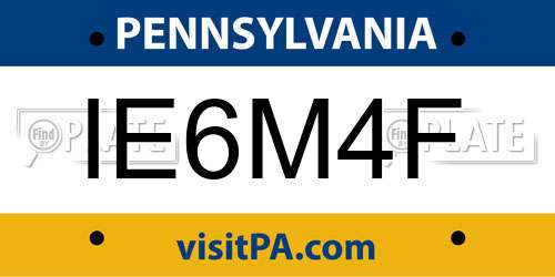 IE6M4F Pennsylvania License Plate