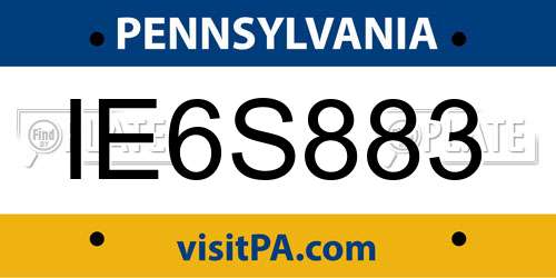 IE6S883 Pennsylvania License Plate