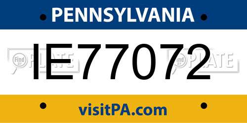 IE77072 Pennsylvania License Plate