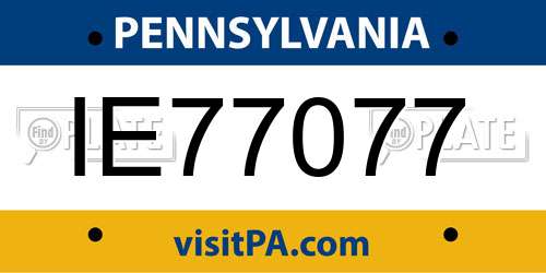 IE77077 Pennsylvania License Plate