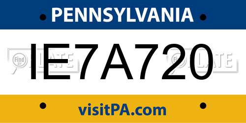 IE7A720 Pennsylvania License Plate