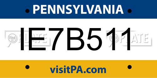 IE7B511 Pennsylvania License Plate