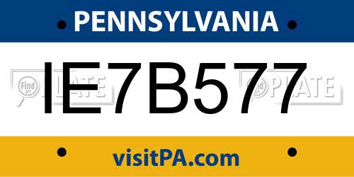 IE7B577 Pennsylvania License Plate