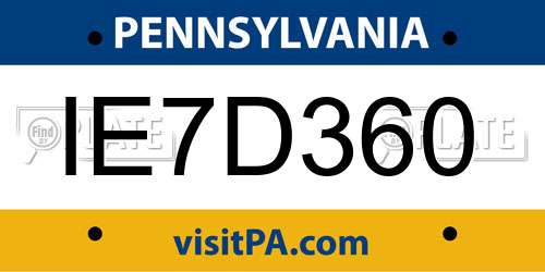 IE7D360 Pennsylvania License Plate