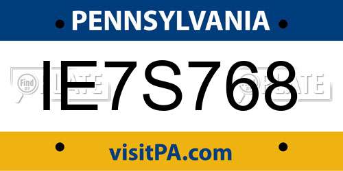 IE7S768 Pennsylvania License Plate