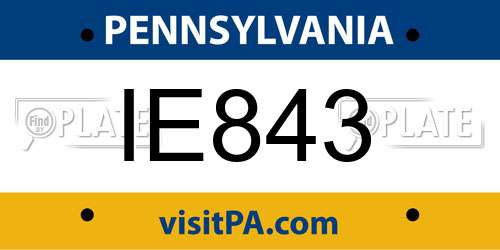 IE843 Pennsylvania License Plate