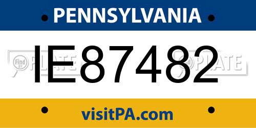 IE87482 Pennsylvania License Plate
