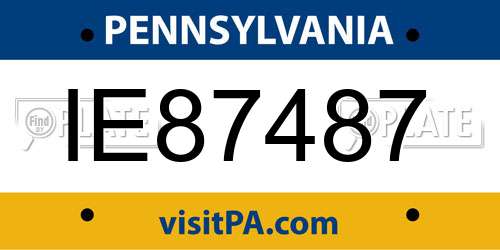 IE87487 Pennsylvania License Plate