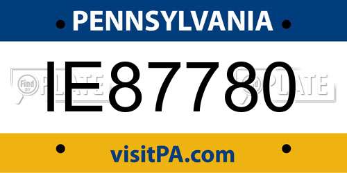 IE87780 Pennsylvania License Plate