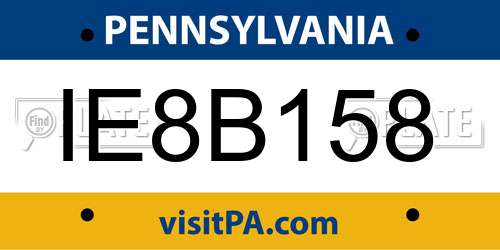 IE8B158 Pennsylvania License Plate