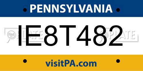 IE8T482 Pennsylvania License Plate