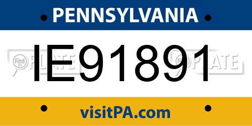 IE91891 Pennsylvania License Plate