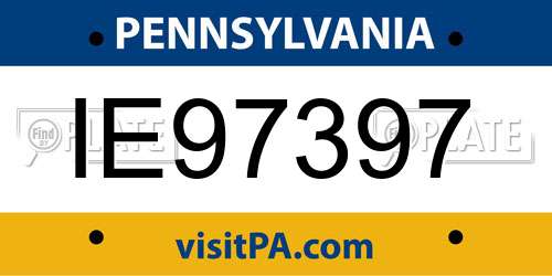 IE97397 Pennsylvania License Plate
