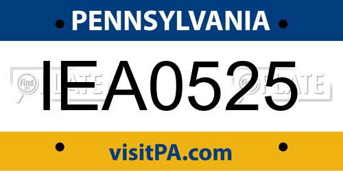 IEA0525 Pennsylvania License Plate