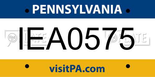 IEA0575 Pennsylvania License Plate