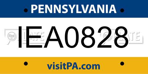 IEA0828 Pennsylvania License Plate