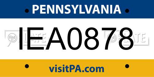 IEA0878 Pennsylvania License Plate
