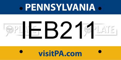 IEB211 Pennsylvania License Plate