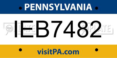 IEB7482 Pennsylvania License Plate