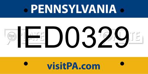 IED0329 Pennsylvania License Plate