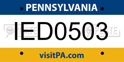 IED0503 Pennsylvania License Plate