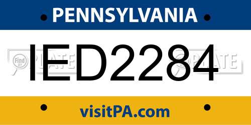 IED2284 Pennsylvania License Plate